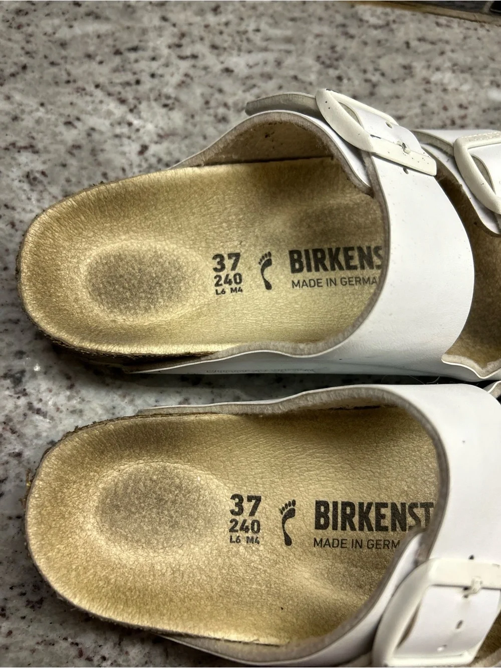 Birkenstock Arizona White Double Strap Sandals - size 6 (37) narrow fit